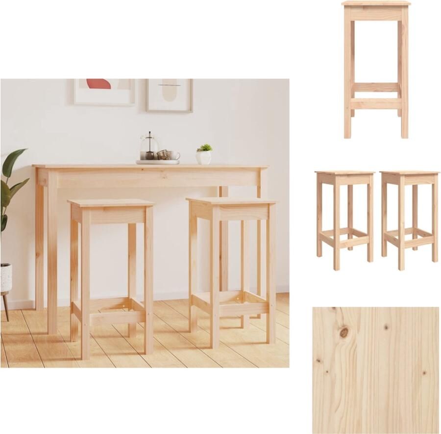 VidaXL Barstoel Barstoelen Barkruk Cafestoel Barstoelen 2 st 40x40x78 cm massief grenenhout
