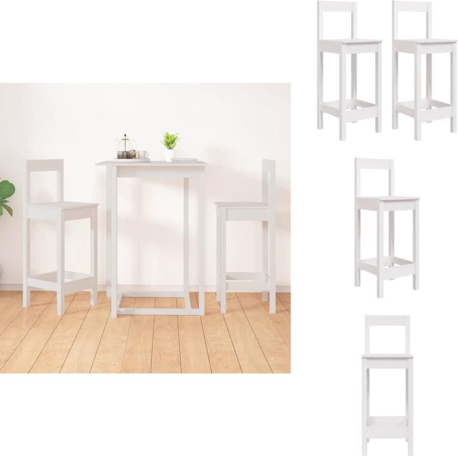 VidaXL Barstoel Barstoelen Barkruk Cafestoel Barstoelen 2 st 40x41 5x112 cm massief grenenhout wit
