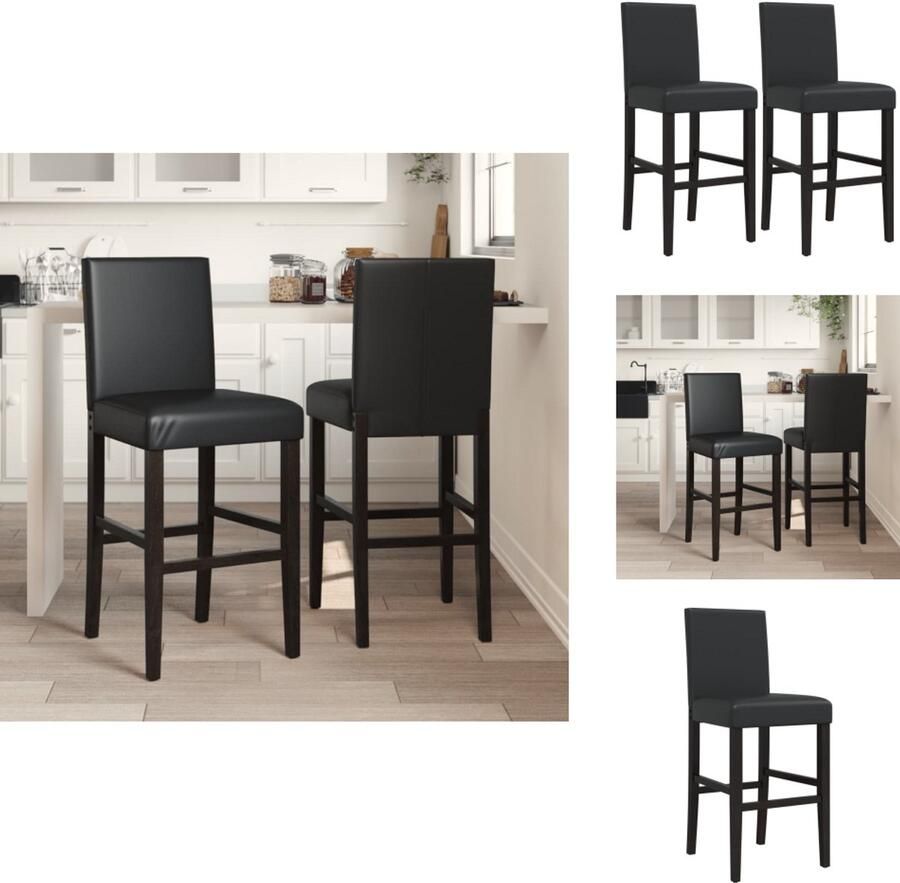 VidaXL Barstoel Barstoelen Barkruk Cafestoel Barstoelen 2 st massief rubberhout en kunstleer
