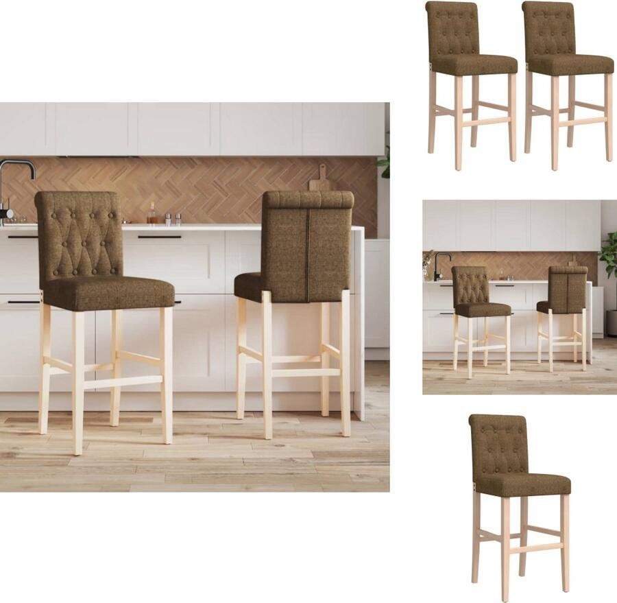VidaXL Barstoel Barstoelen Barkruk Cafestoel Barstoelen 2 st massief rubberhout en stof
