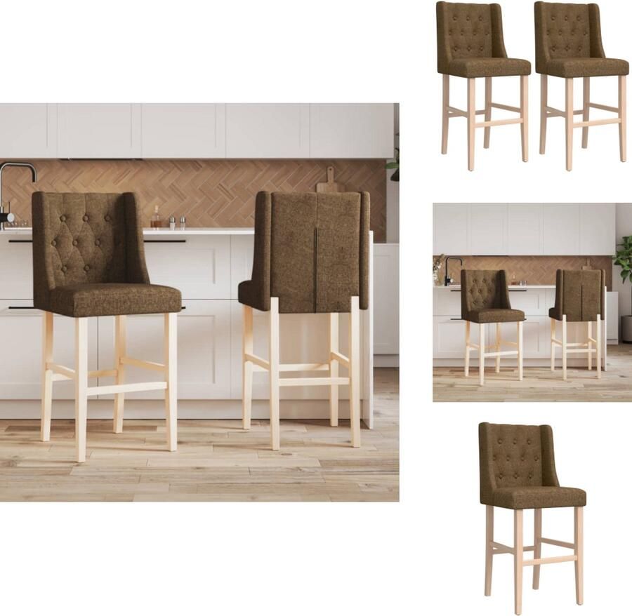 VidaXL Barstoel Barstoelen Barkruk Cafestoel Barstoelen 2 st massief rubberhout en stof