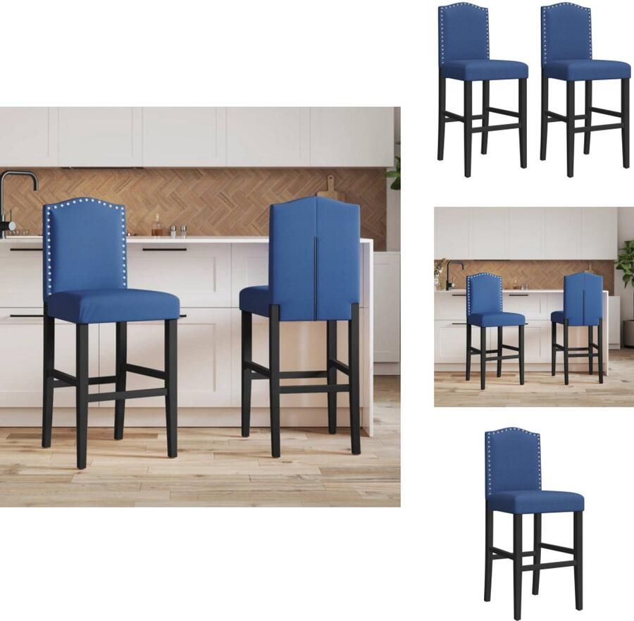 VidaXL Barstoel Barstoelen Barkruk Cafestoel Barstoelen 2 st massief rubberhout en stof