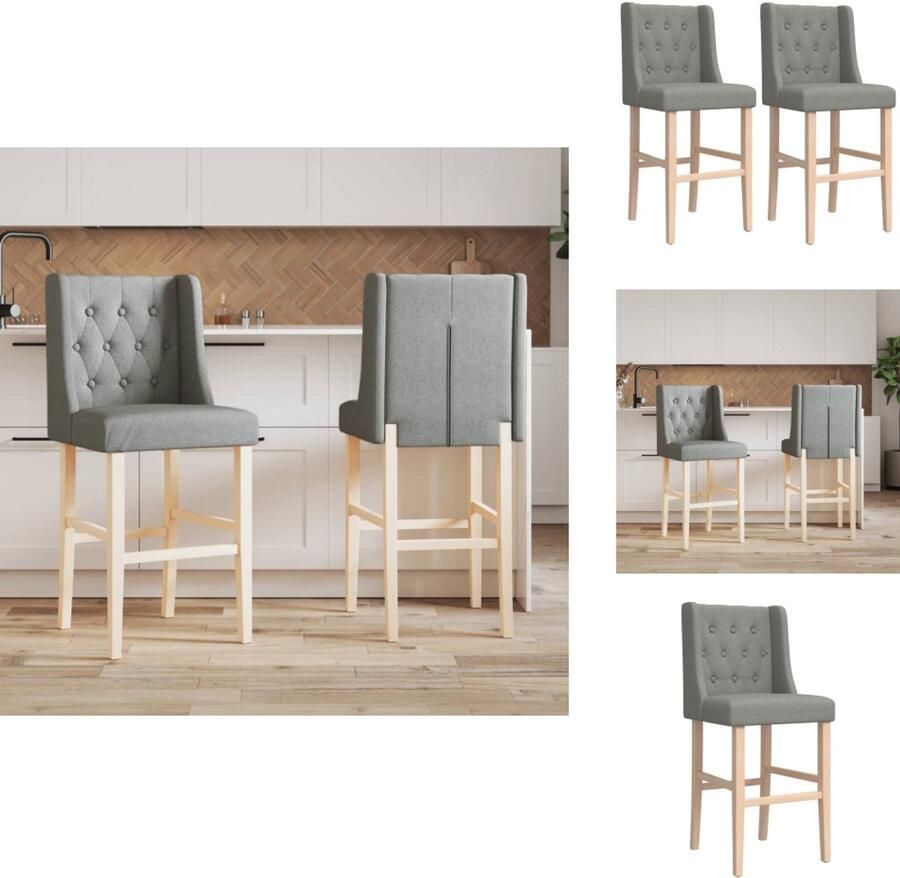 VidaXL Barstoel Barstoelen Barkruk Cafestoel Barstoelen 2 st massief rubberhout en stof