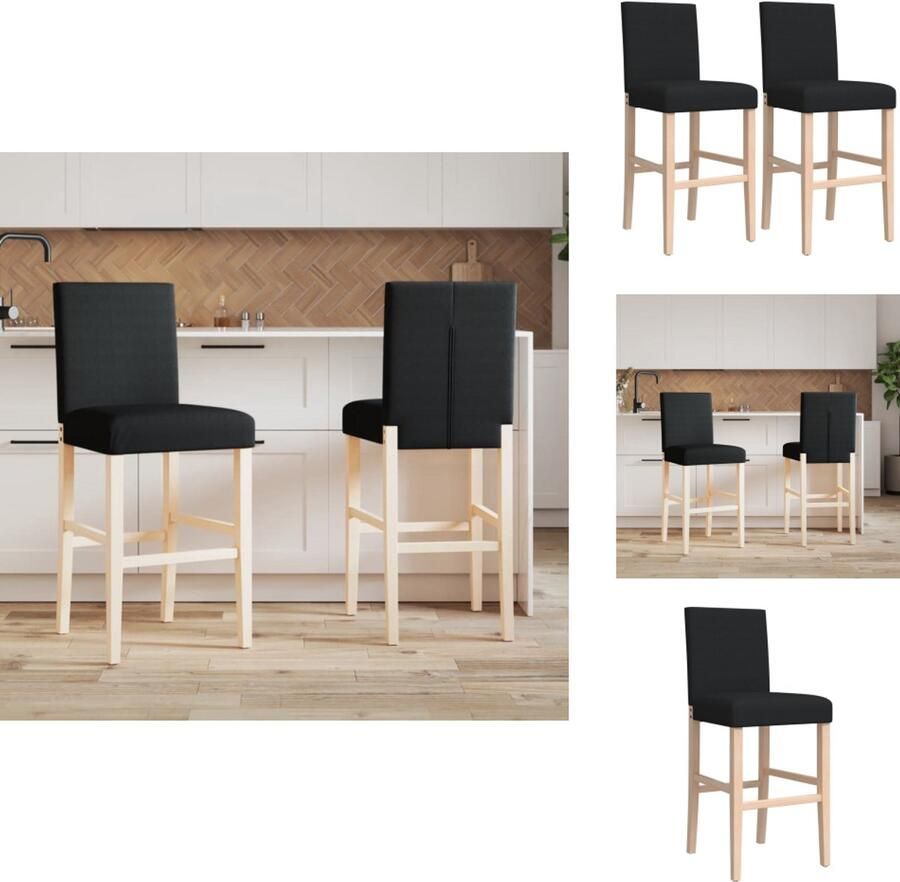VidaXL Barstoel Barstoelen Barkruk Cafestoel Barstoelen 2 st massief rubberhout en stof