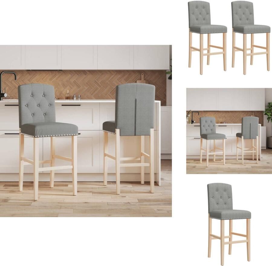 VidaXL Barstoel Barstoelen Barkruk Cafestoel Barstoelen 2 st massief rubberhout en stof