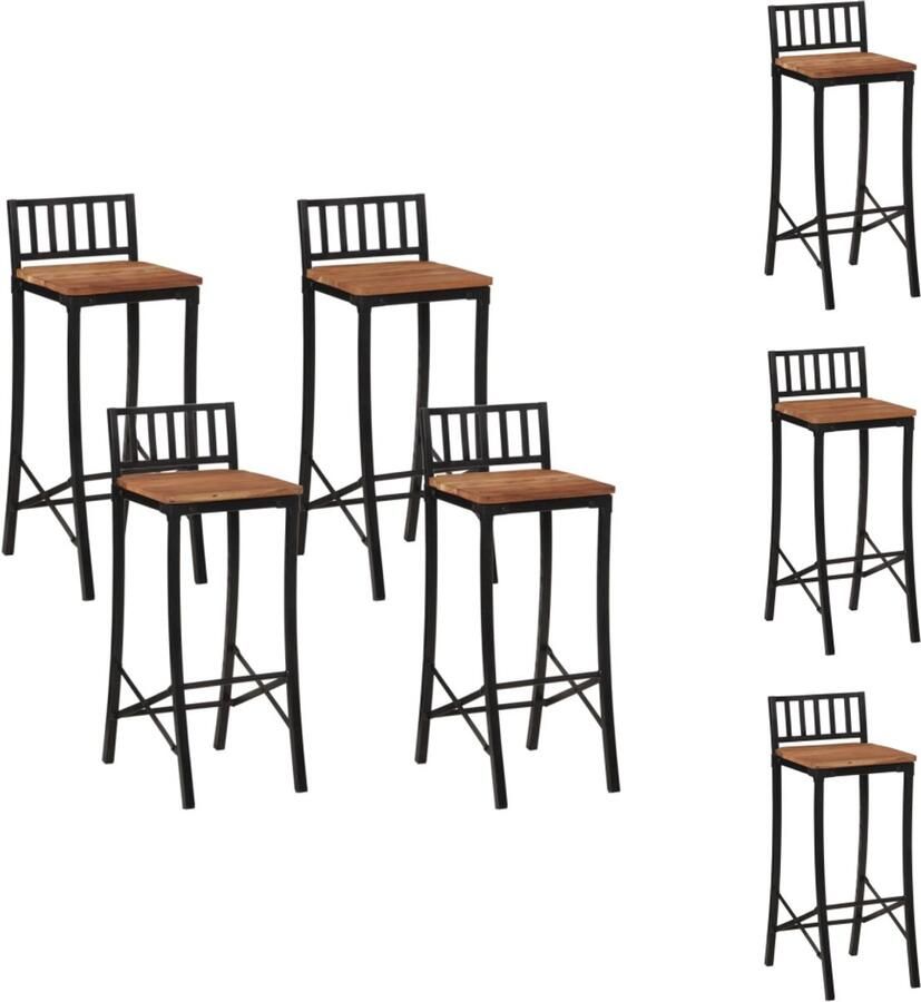 VidaXL Barstoel Barstoelen Barkruk Cafestoel Barstoelen 4 st massief acaciahout