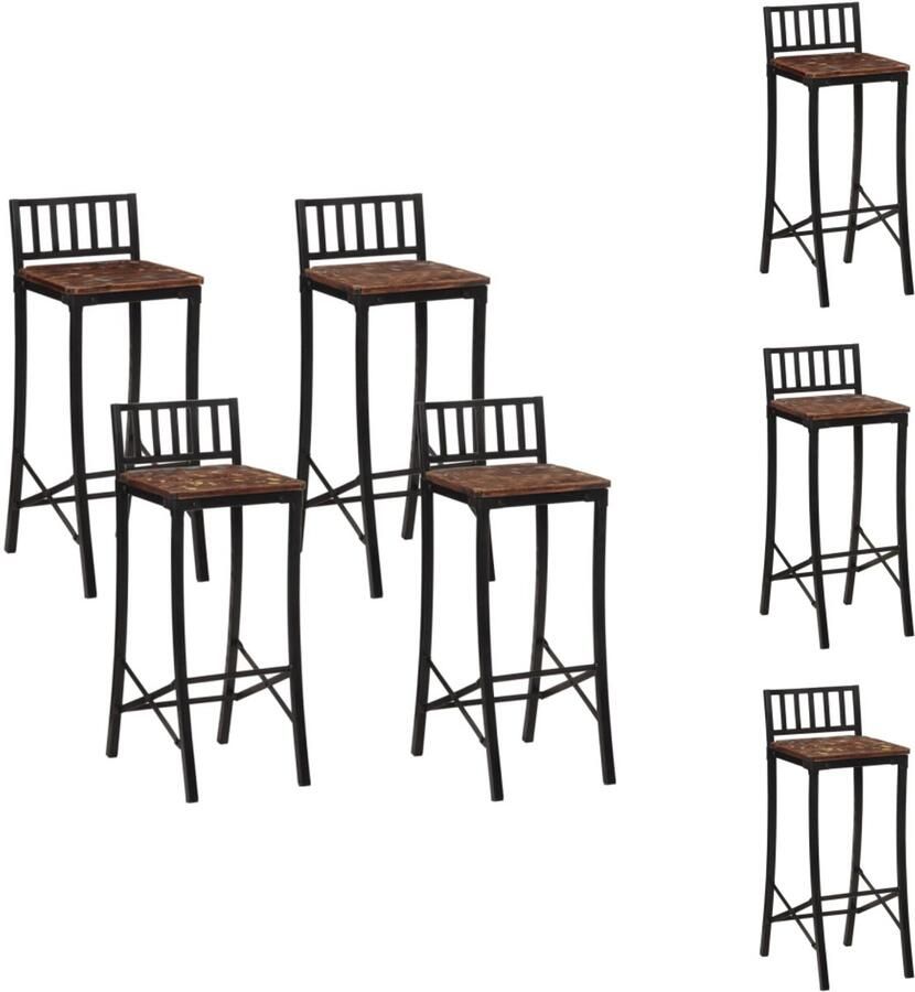 VidaXL Barstoel Barstoelen Barkruk Cafestoel Barstoelen 4 st massief gerecycled hout
