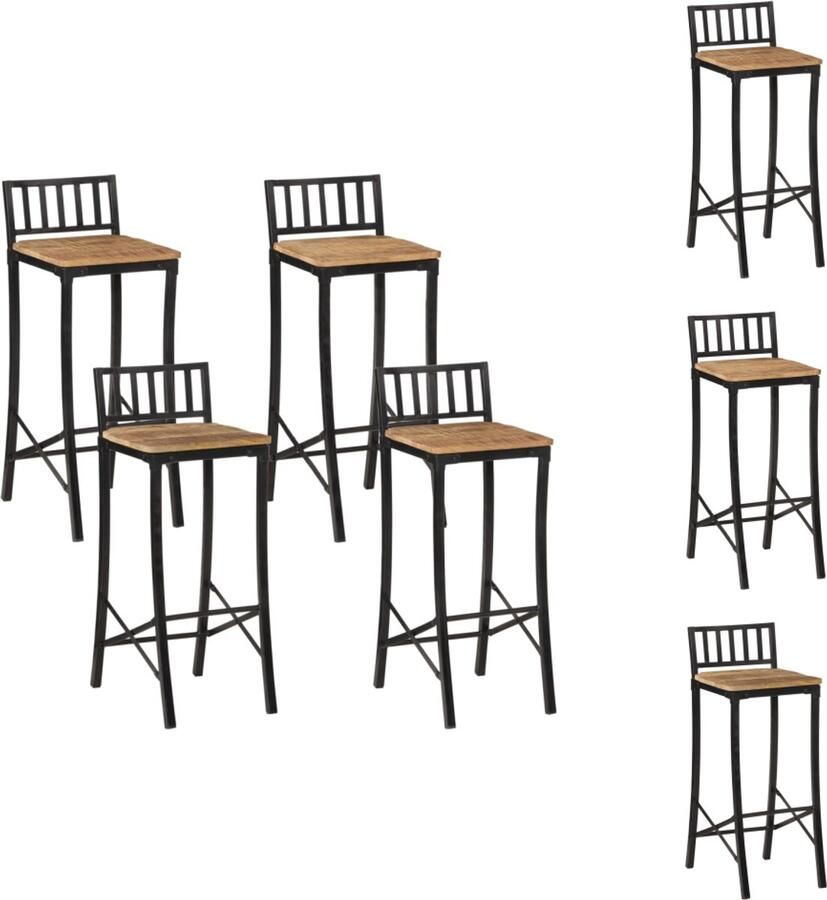 VidaXL Barstoel Barstoelen Barkruk Cafestoel Barstoelen 4 st massief ruw mangohout