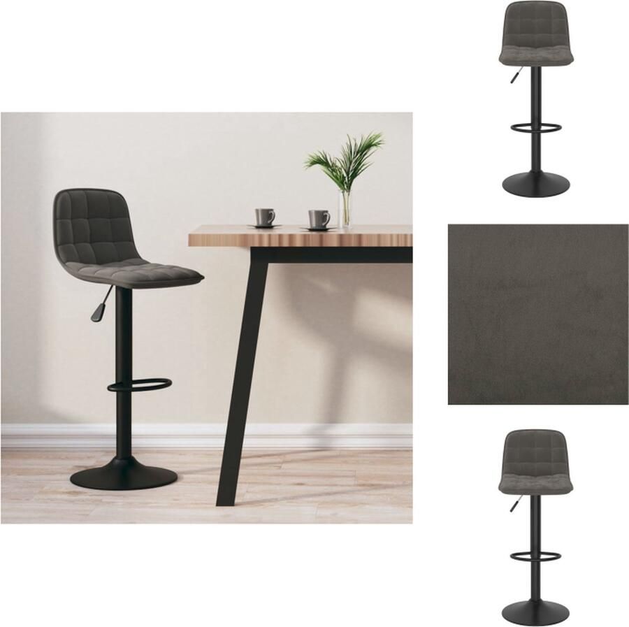 VidaXL Barkruk fluweel donkergrijs - Foto 2