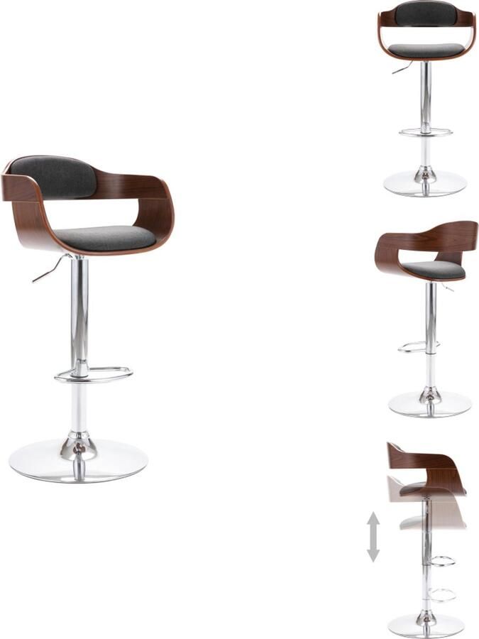 VidaXL Barstoel donkergrijs 49.5 x 47.5 x (84.5 105.5) cm gasveermechanisme Barkruk