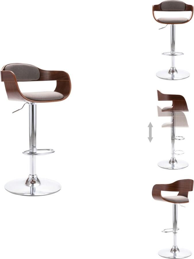 VidaXL Barstoel Barstoelen Stoel Stoelen Barkruk multiplex en stof taupe