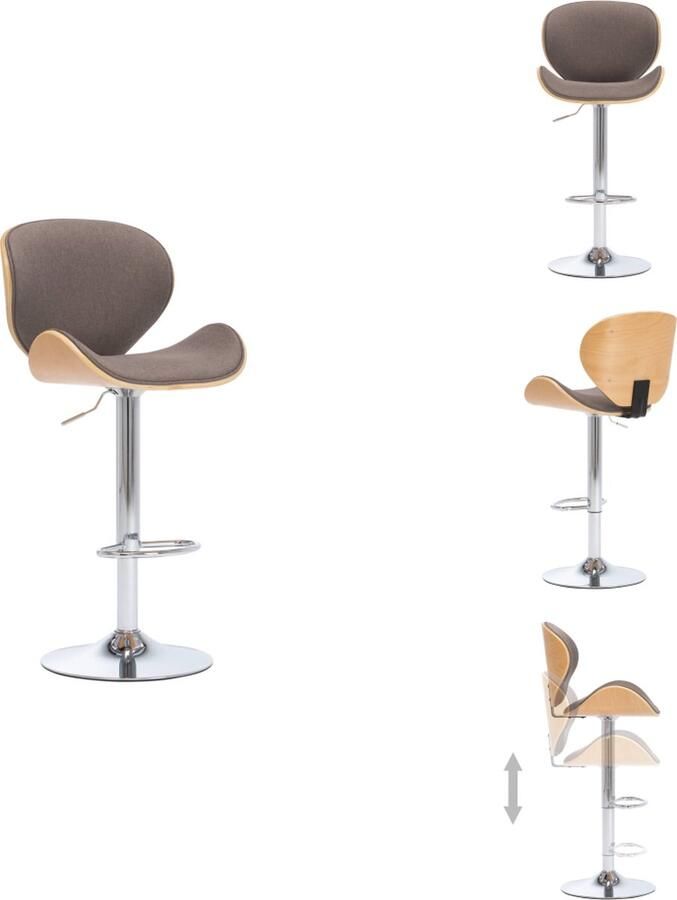 VidaXL Barstoel Barstoelen Stoel Stoelen Barkruk stof taupe
