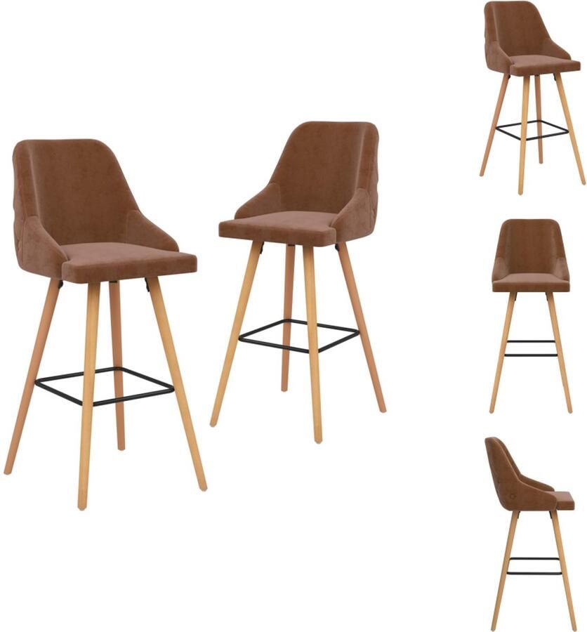 VidaXL Barstoel Barstoelen Stoel Stoelen Barkrukken 2 st fluweel bruin