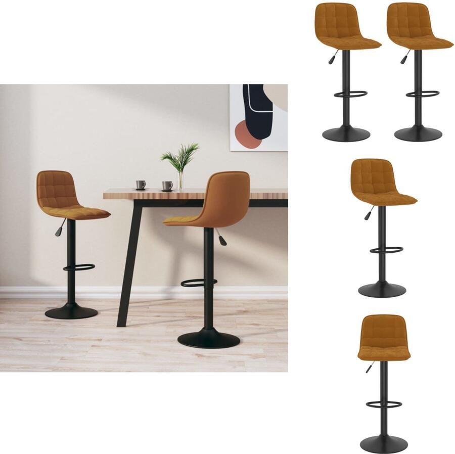 VidaXL Barstoel Barstoelen Stoel Stoelen Barkrukken 2 st fluweel bruin
