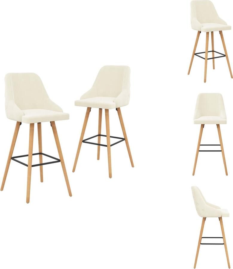 VidaXL Barstoel Barstoelen Stoel Stoelen Barkrukken 2 st fluweel crèmekleurig