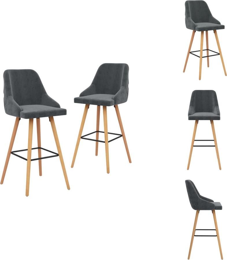 VidaXL Barstoel Barstoelen Stoel Stoelen Barkrukken 2 st fluweel donkergrijs