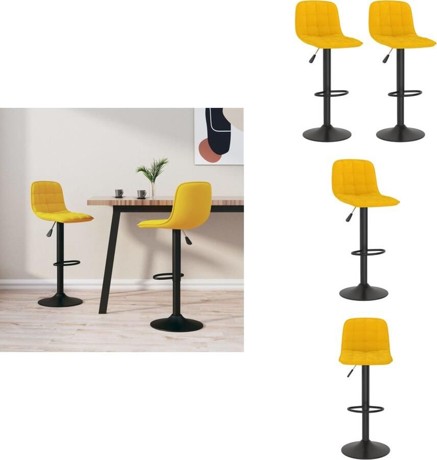 VidaXL Barstoel Barstoelen Stoel Stoelen Barkrukken 2 st fluweel geel