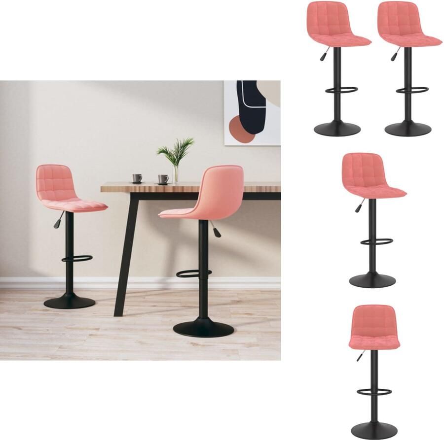 VidaXL Barstoel Barstoelen Stoel Stoelen Barkrukken 2 st fluweel roze