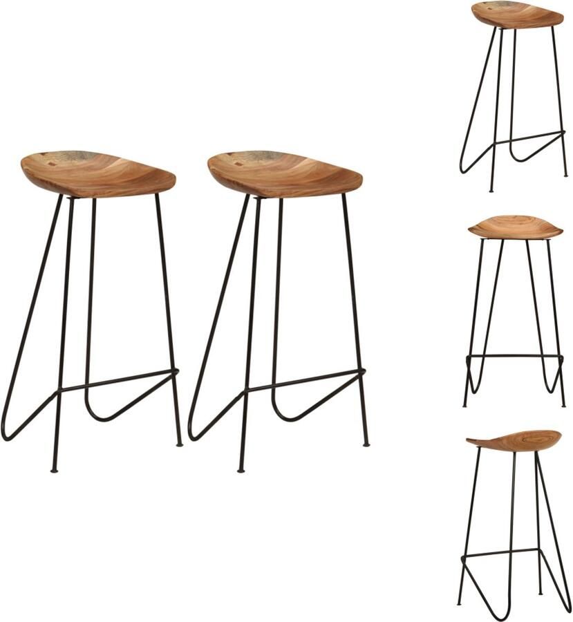 VidaXL Barstoel Barstoelen Stoel Stoelen Barkrukken 2 st massief acaciahout