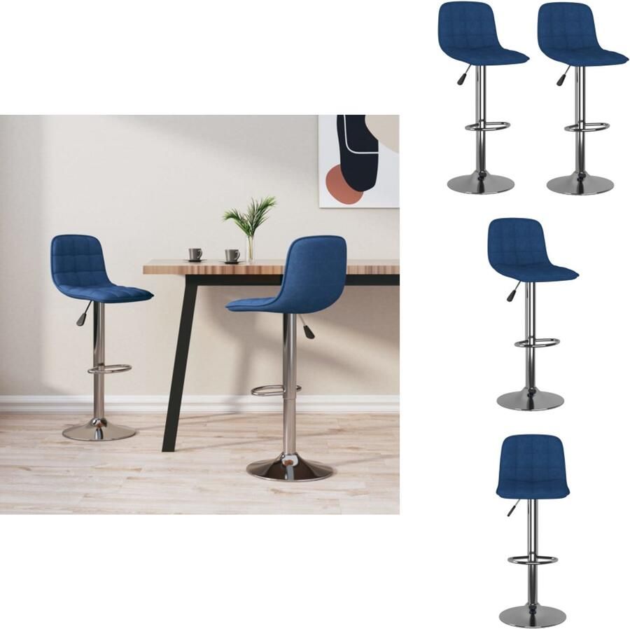 VidaXL Barstoel Barstoelen Stoel Stoelen Barkrukken 2 st stof blauw