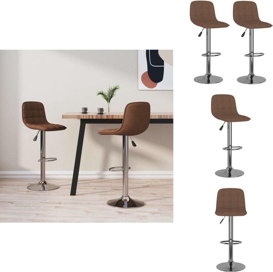 VidaXL Barstoel Barstoelen Stoel Stoelen Barkrukken 2 st stof bruin