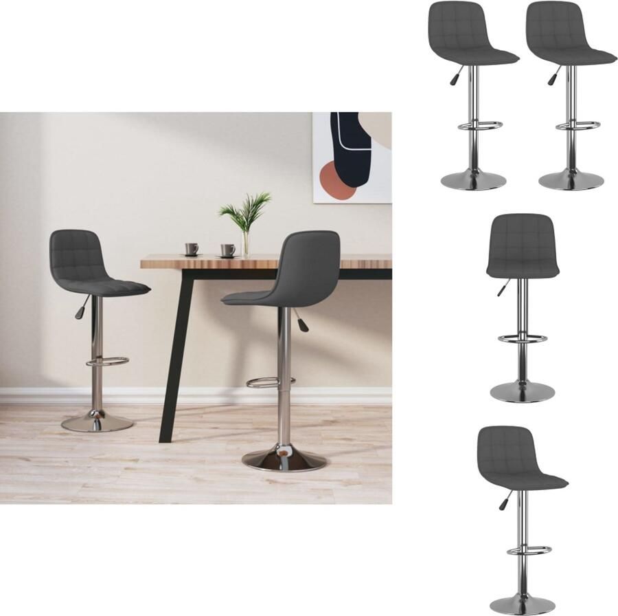 VidaXL Barstoel Barstoelen Stoel Stoelen Barkrukken 2 st stof donkergrijs