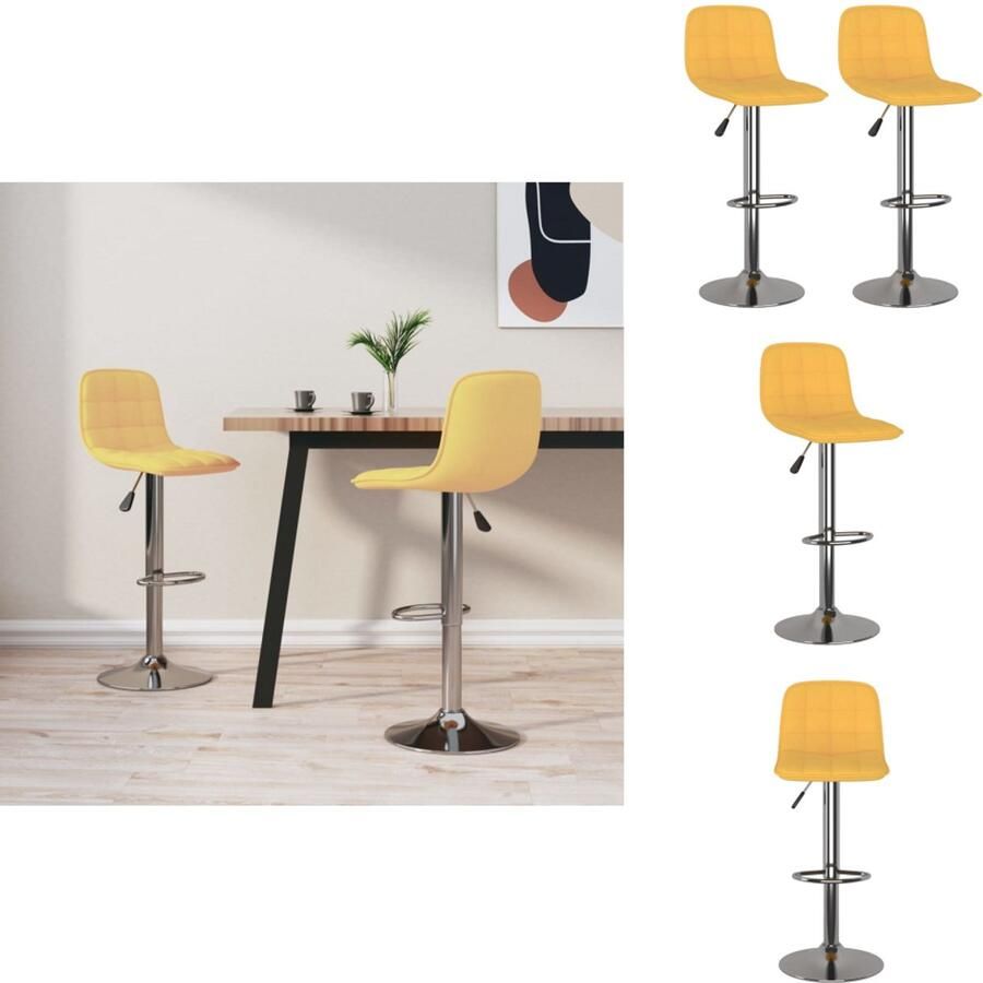 VidaXL Barstoel Barstoelen Stoel Stoelen Barkrukken 2 st stof geel