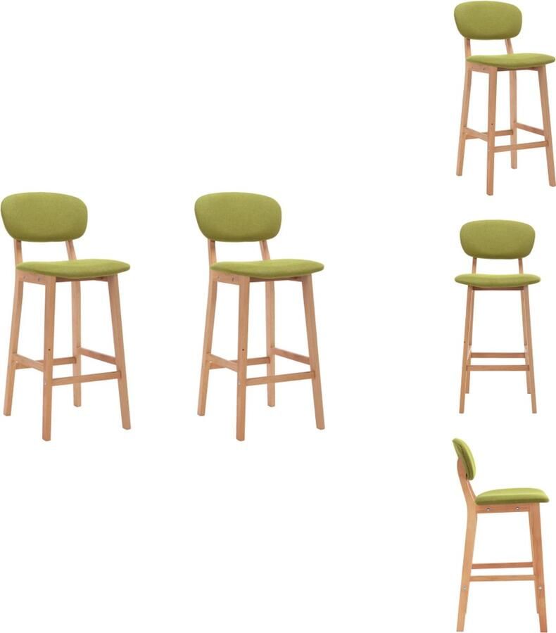 VidaXL Barstoelen Set van 2 Groen Stof Beukenhout 45x47x92cm Max 110kg Barkruk