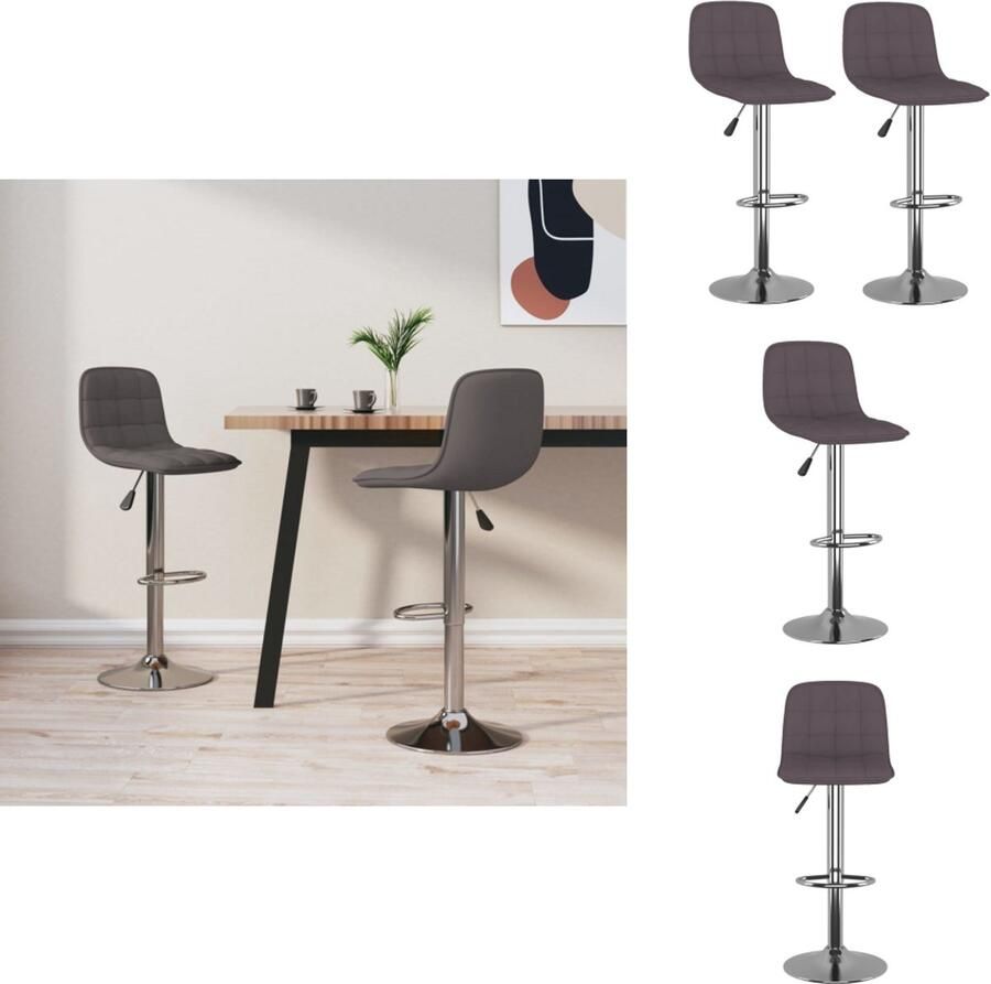 VidaXL Barstoelen Set van 2 Taupe Stof Massief beukenhout 45x47x92cm Barkruk