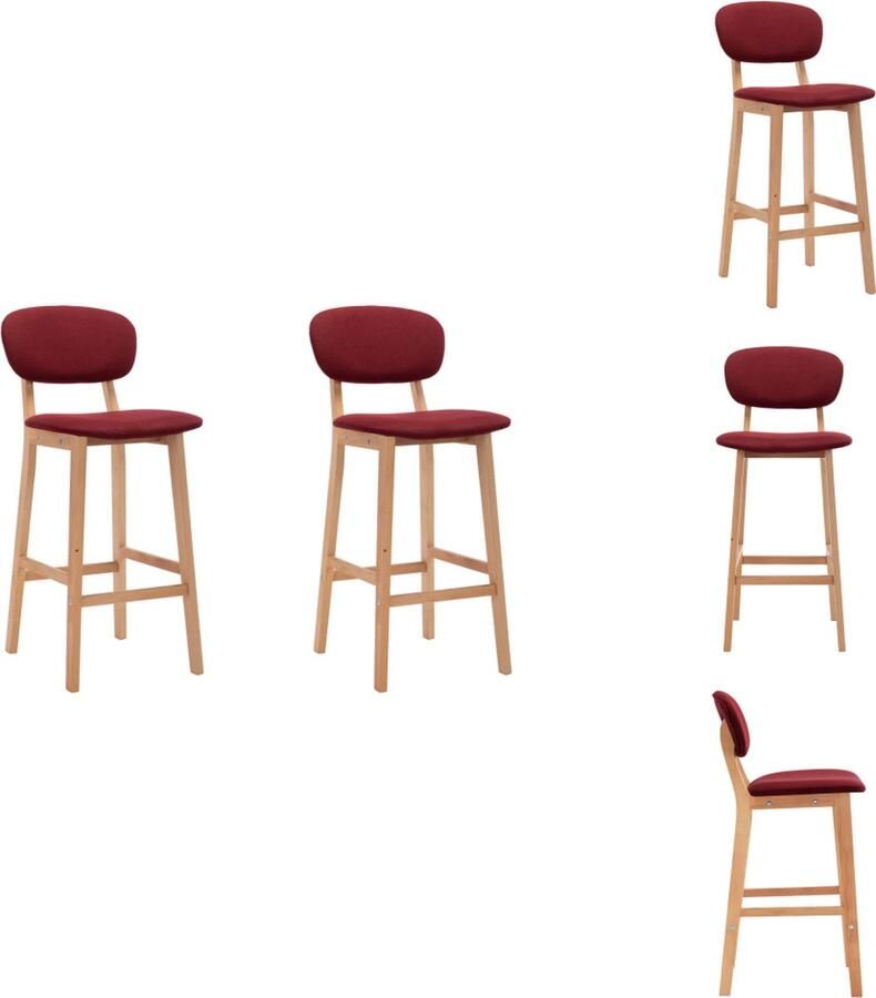 VidaXL Barstoel Barstoelen Stoel Stoelen Barkrukken 2 st stof wijnrood
