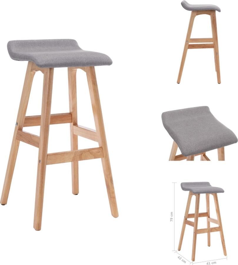 VidaXL Barstoel Elegant Lichtgrijs en Lichtbruin Stof en Beukenhout 41x42x79cm Barkruk