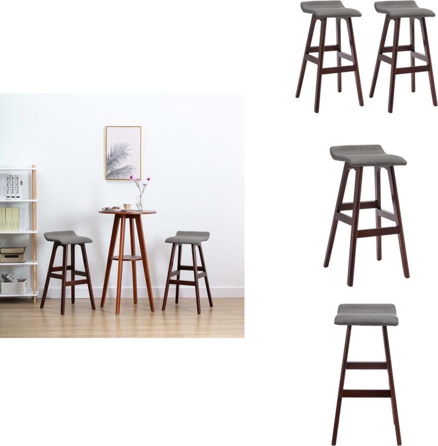 VidaXL Barstoel Donkergrijs Lichtbruin Stof Beukenhout 41x42x79cm Ingebouwde voetensteun Eenvoudige montage Barkruk