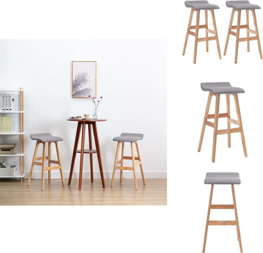 The Living Store Barstoel Elegant Bekleding- 100% polyester Kleur- lichtgrijs en lichtbruin Afmetingen- 41 x 42 x 79 cm (B x D x H) Met voetensteun Eenvoudig te reinigen Montage vereist (2x)