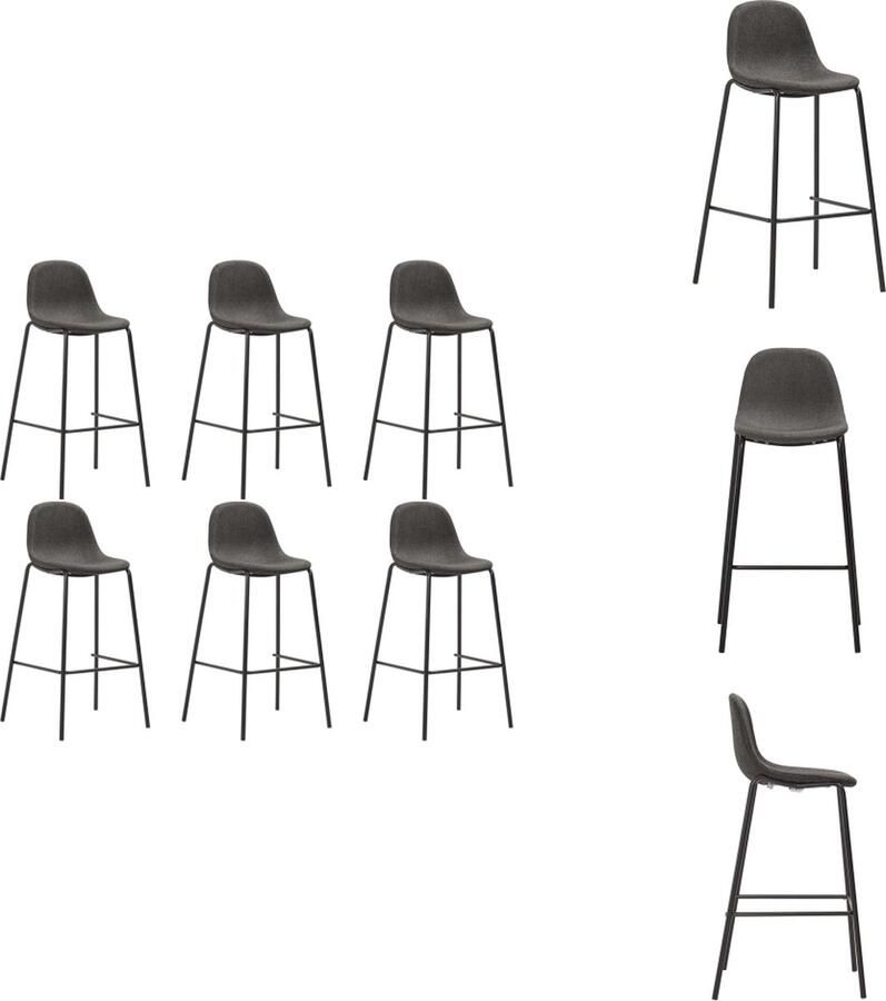 VidaXL Barstoel Barstoelen Stoel Stoelen Barstoelen 6 st stof donkergrijs - Foto 2