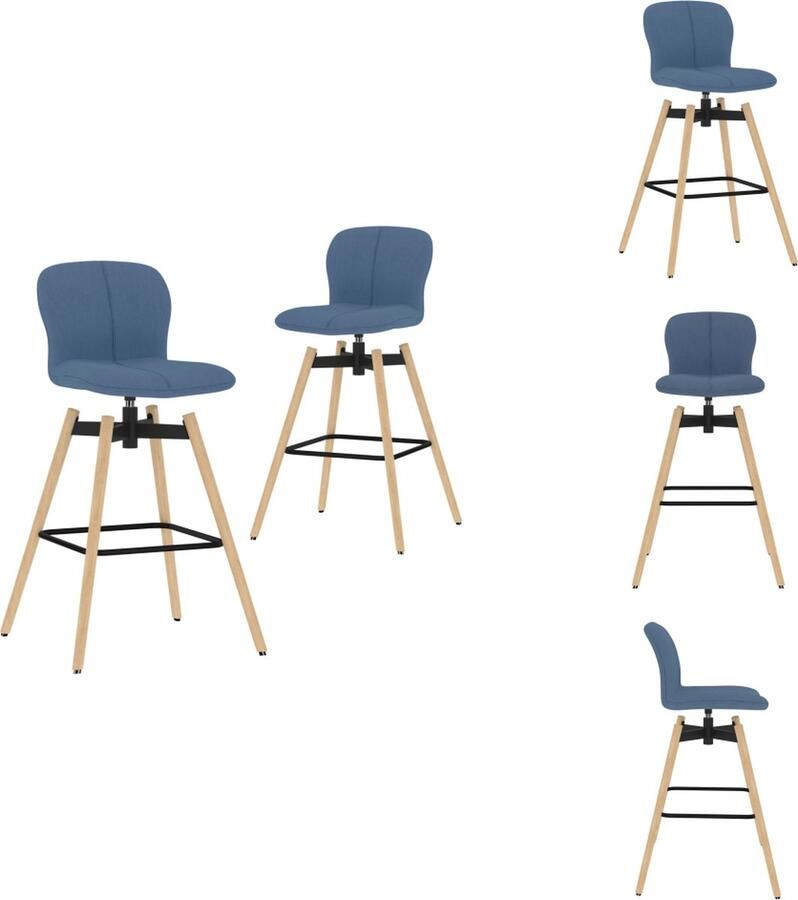 VidaXL Draaibare Barstoelen Blauw 41 x 50 x 98 cm Met Voetensteun 2 Stuks Eetkamerstoel