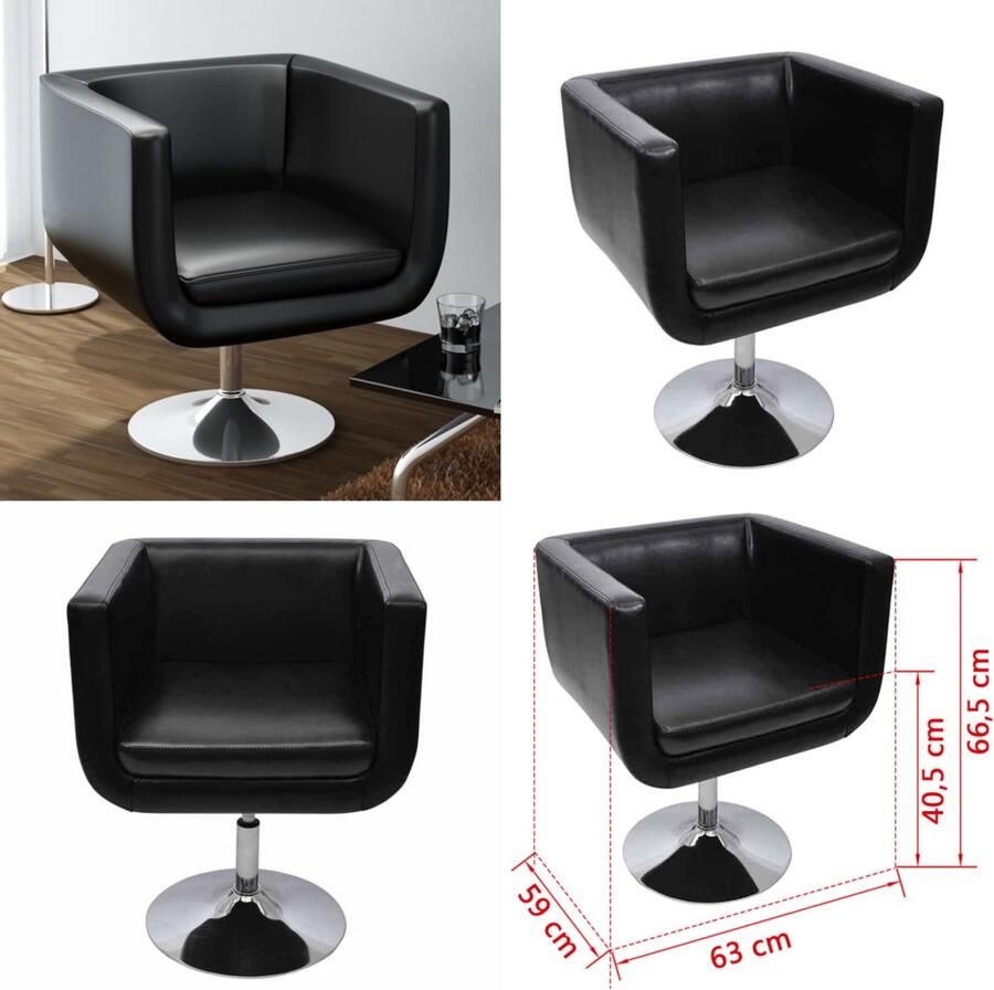 VidaXL Barstoel kunstleer zwart Fauteuil Fauteuils Stoel Stoelen