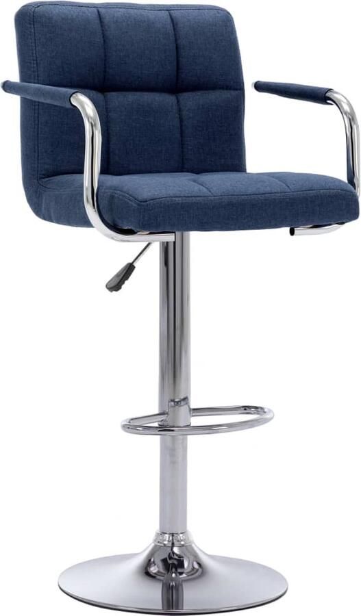 VidaXL Barstoel Stof Blauw Verstelbaar 360° Barstoel Blauwe Barstoel Design Barstoel Stoere Barstoel Moderne Barstoel Eetkamerstoel Hoge Stoel Barkruk Barstool Lounge Stoel Comfortabele Barstoel - Foto 2