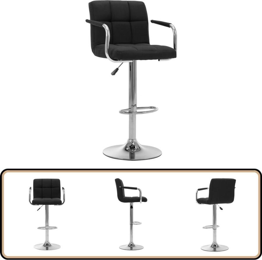 VidaXL Barstoel Zwart Verstelbaar 360 graden draaibaar Barstoel Zwarte Barstoel Barkruk Eetkamerstoel Design Meubels