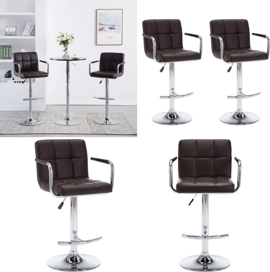 VidaXL Barstoelen 2 st kunstleer bruin Barkruk Barkrukken Bar Kruk Bar Krukken
