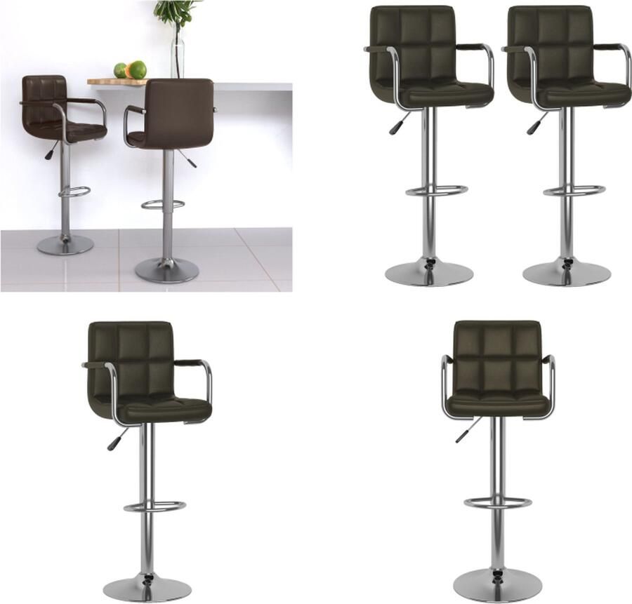 VidaXL Barstoelen 2 st kunstleer bruin Barkruk Barkrukken Barkrukje Barkrukjes - Foto 2