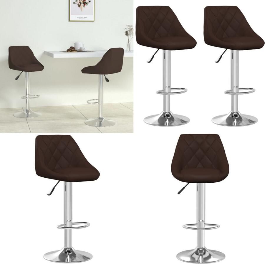 VidaXL Barstoelen 2 st kunstleer bruin Barkruk Barkrukken Barkrukje Barkrukjes