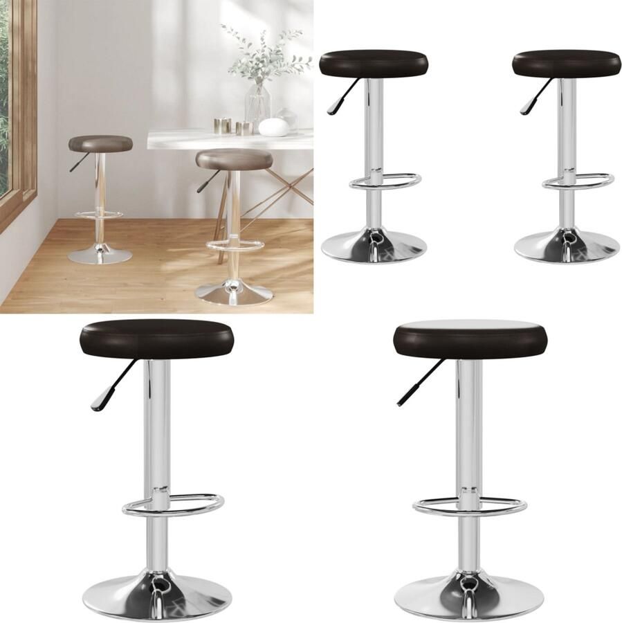 VidaXL Barstoelen 2 st kunstleer bruin Barkruk Barkrukken Kruk Krukken