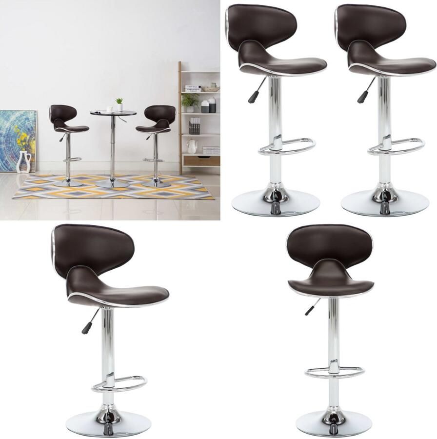 VidaXL Barstoelen 2 st kunstleer bruin Barstoel Barstoelen Barkruk Barkrukken