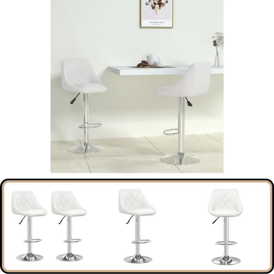 VidaXL Barstoelen 2 st kunstleer wit Barstooll Barkruk Stoel Keukenstoel Eetkamerstoel Industriële Meubels Witte Meubels Kunstleder