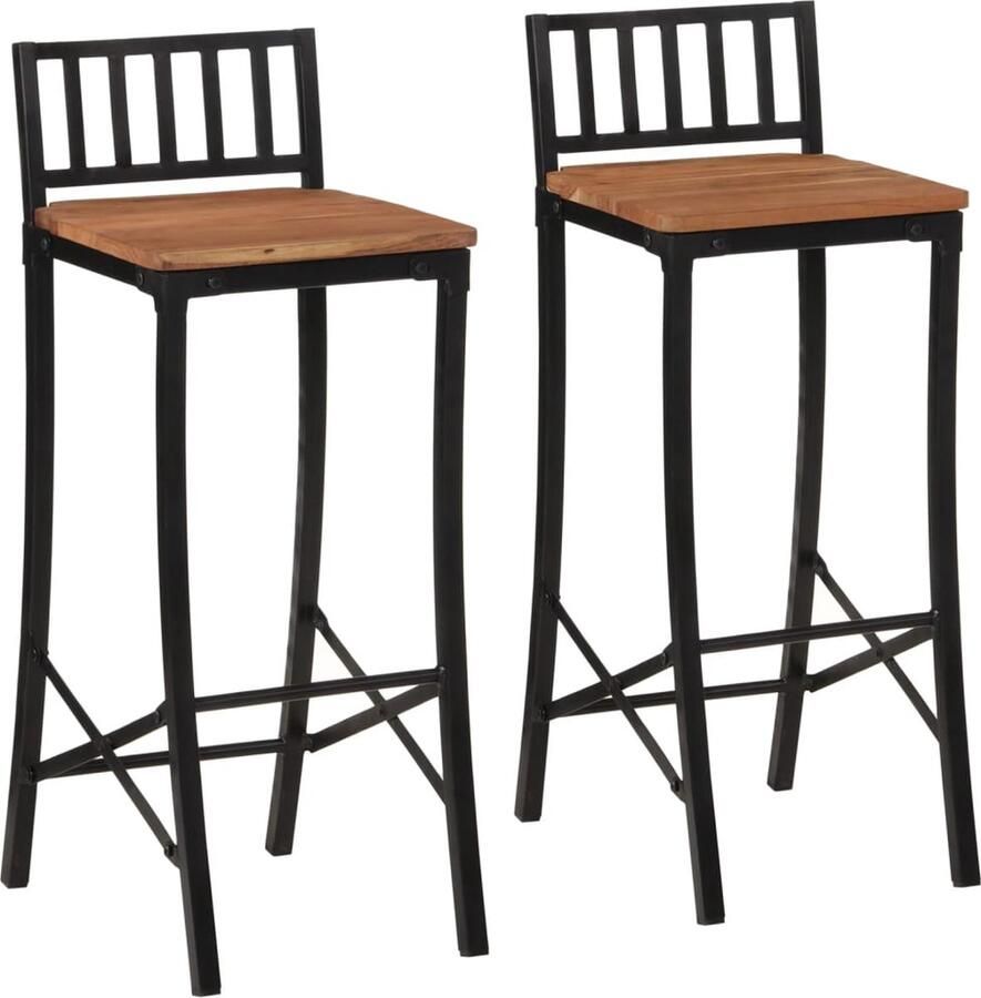 VidaXL Barstoelen 2 st massief acaciahout