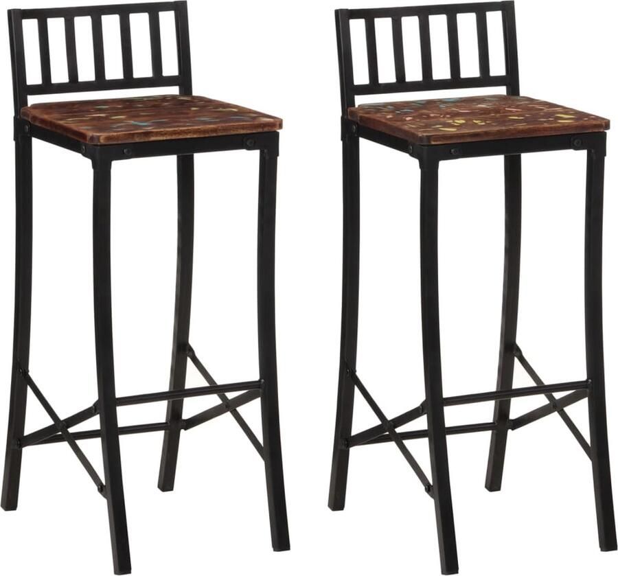 VidaXL Barstoelen 2 st massief gerecycled hout