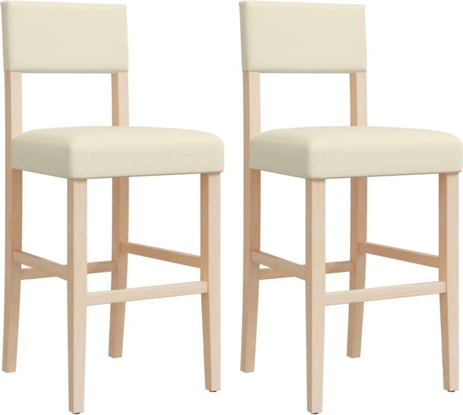 VidaXL -Barstoelen-2-st-massief-rubberhout-en-kunstleer - Foto 3