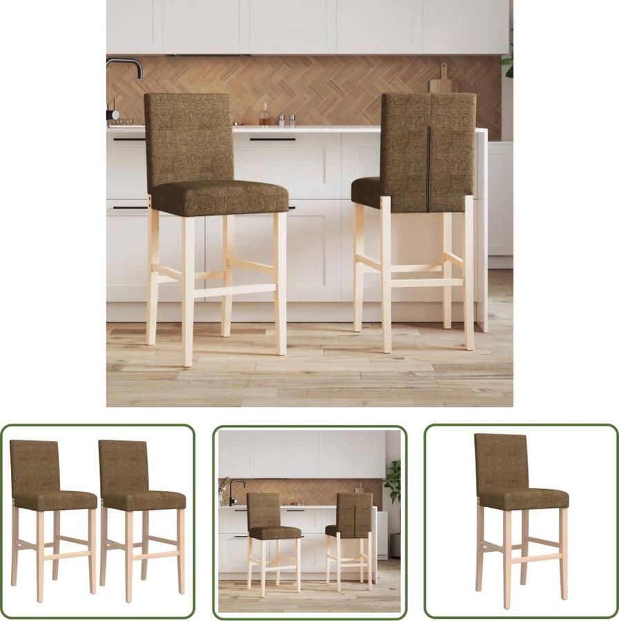 The Living Store Barkrukken Massief Rubberhout 43.5 x 51 x 112 cm Ademend en Duurzaam Barkrukken Barstoelen Houten Barkrukken Rubberhouten Barkrukken Taupe Barkrukken