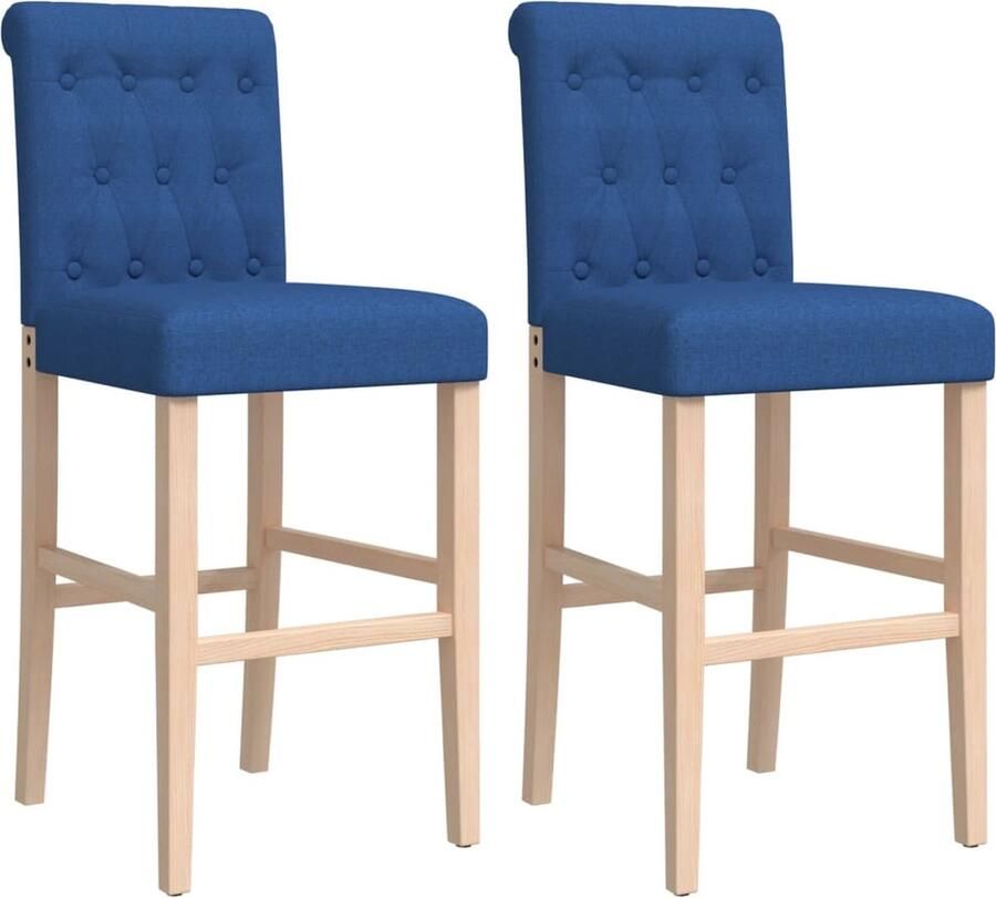 The Living Store Barkrukken Blauw 44 x 54 x 112 cm Massief rubberhout Barkruk Blauwe Barkruk Houten Barkruk Barstool Eetkamerstoel