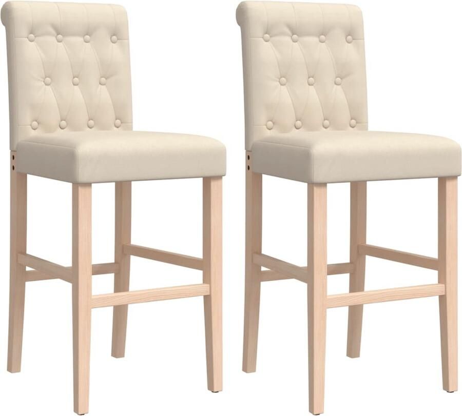 VidaXL -Barstoelen-2-st-massief-rubberhout-en-stof - Foto 3